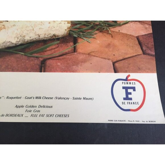 Vintage 1970’s Wine & Cheese Poster Art Pomme De France Sauternes Wine Roquefort - Picture 3 of 5